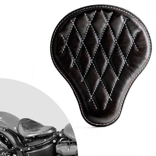 Bobber Solo Sitz Harley Street Bob, Fat Bob, Slim, Heritage, Deluxe (18-24) Schwarz und weiß Rautenmuster