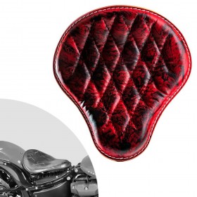 Bobber Solo Seat Harley Street Bob, Fat Bob, Slim, Heritage, Deluxe (18-24) Red and Black Diamond