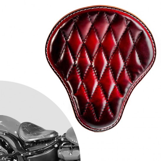 Bobber Solo Selle Harley Street Bob, Fat Bob, Slim, Heritage, Deluxe (18-24) Rouge Motif de diamant