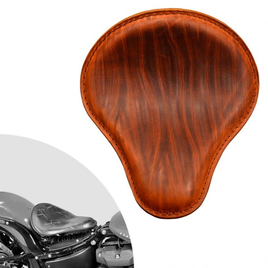 ボバーシート ハーレーストリートボブ、ファットボブ、スリム、ヘリテージ、デラックス 2018年～2024年 "Wrinkle" Cognac