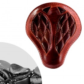 Bobber Solo Selle Harley Street Bob, Fat Bob, Slim, Heritage, Deluxe (18-24) "Short" Buffalo Marron Motif de diamant