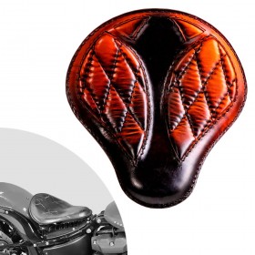 Bobber Solo Selle Harley Street Bob, Fat Bob, Slim, Heritage, Deluxe (18-24) "Short" Saddle Tan Motif de diamant