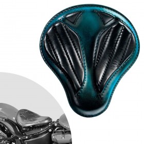 Bobber Solo Selle Harley Street Bob, Fat Bob, Slim, Heritage, Deluxe (18-24) "Short" bleu tiffany & noir V2