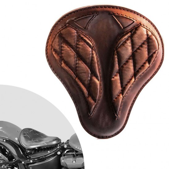 ボバーシート ハーレーストリートボブ、ファットボブ、スリム、ヘリテージ、デラックス 2018年～2024年 "Short" Vintage Brown Diamond