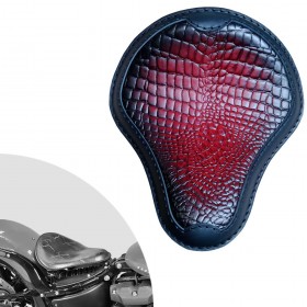 Bobber Solo Seat Harley Street Bob, Fat Bob, Slim, Heritage, Deluxe (18-24) "Luxury" Alligator Black and Red