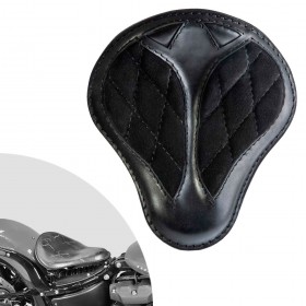 Bobber Solo Selle Harley Street Bob, Fat Bob, Slim, Heritage, Deluxe (18-24) "Short" Velours Noir Motif de diamant