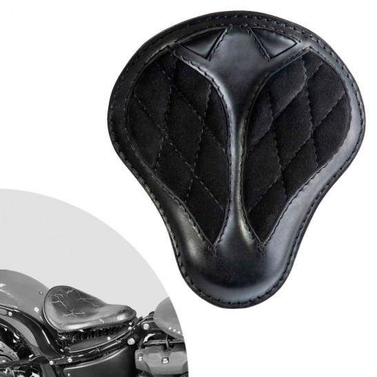 ボバーシート ハーレーストリートボブ、ファットボブ、スリム、ヘリテージ、デラックス 2018年～2024年 "Short" Velvet Black Diamond