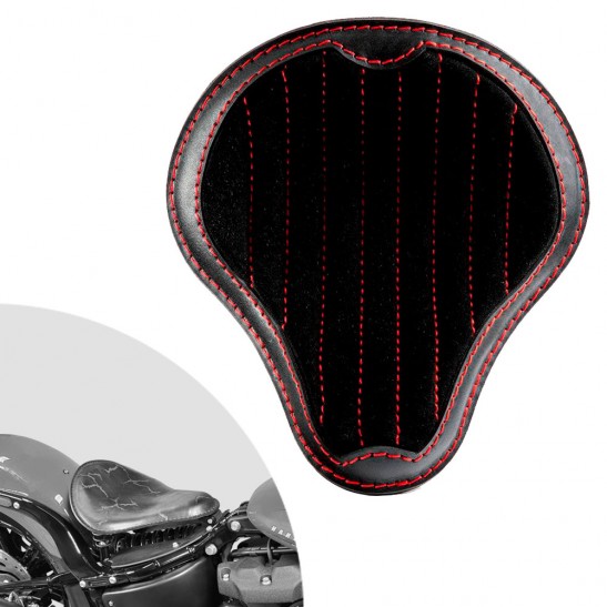 Bobber Solo Sitz Harley Street Bob, Fat Bob, Slim, Heritage, Deluxe (18-24) "Glanz und Samt" Schwarz und Rot V2