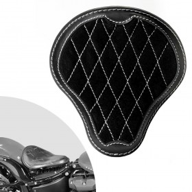 Bobber Solo Selle Harley Street Bob, Fat Bob, Slim, Heritage, Deluxe (18-24) "Gloss et Velours" Noir et Blanc Motif de diamant