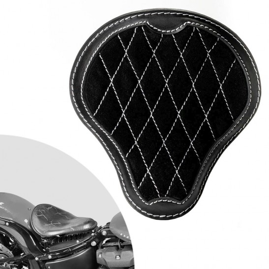 ボバーシート ハーレーストリートボブ、ファットボブ、スリム、ヘリテージ、デラックス 2018年～2024年 "Gloss and Velvet" Black and White Diamond