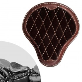 Bobber Solo Selle Harley Street Bob, Fat Bob, Slim, Heritage, Deluxe (18-24) "Gloss et Velours" marron foncé et noir Motif de diamant