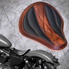 Solo Sitz Harley Davidson Sportster 04-22 "Welle" Vintage Braun und Schwarz