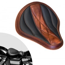 Solo Sitz für Harley Davidson Dyna 93-17 "Welle" Vintage Braun und Schwarz