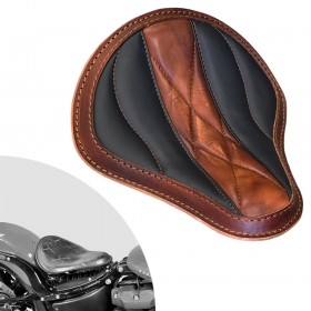 Bobber Solo Seat Harley Street Bob, Fat Bob, Slim, Heritage, Deluxe (18-24) "Wave" Vintage Brown and Black