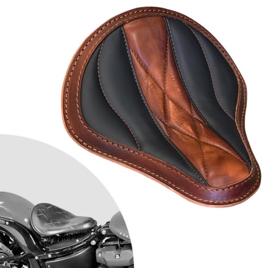ボバーシート ハーレーストリートボブ、ファットボブ、スリム、ヘリテージ、デラックス 2018年～2024年 "Wave" Vintage Brown and Black