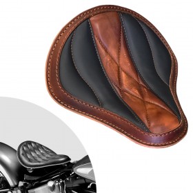 Bobber Solo Seat Harley Davidson Softail 2000-2017 incl mounting kit "Wave" Vintage Brown and Black