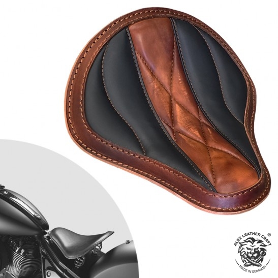 Bobber Solo Sitz für Indian Dark Horse ab 2022 "Welle" Vintage Braun und Schwarz