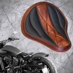 Bobber Solo Seat for Indian Scout since 2015 "Wave" Vintage Brown and Black