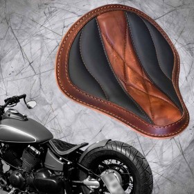 Solo Sitz Yamaha Drag Star 650 (V Star) und Montage Kit "Welle" Vintage Braun und Schwarz