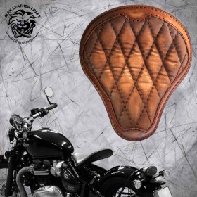 Triumph Bonneville Bobber Sitz Vintage Braun Luxus Rautenmuster sattelgröße L (Outlet)