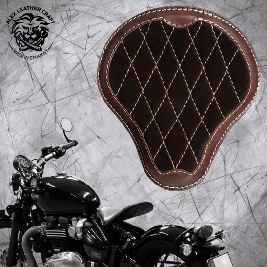 Triumph Bonneville Bobber Seat Gloss and Velvet Dark Brown and Black Diamond size XL (Warehouse Sale)