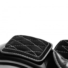 Pillion seat pad Luxury "Gloss and Velvet" Black and White Diamond size XL (Warehouse Sale)