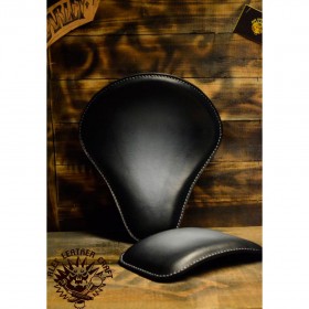 Bobber Seat + Pillion Seats/pads Black with a Bright center