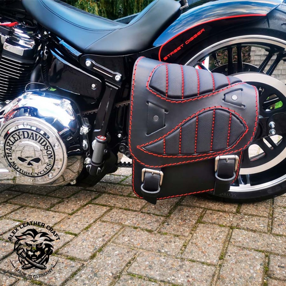 Motorrad Satteltasche Fur Harley Davidson Softail Spider Schwarz Rot V2