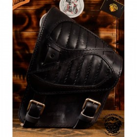 Motorcycle Saddlebag for Harley Davidson Softail "Spider" Vintage Black V2