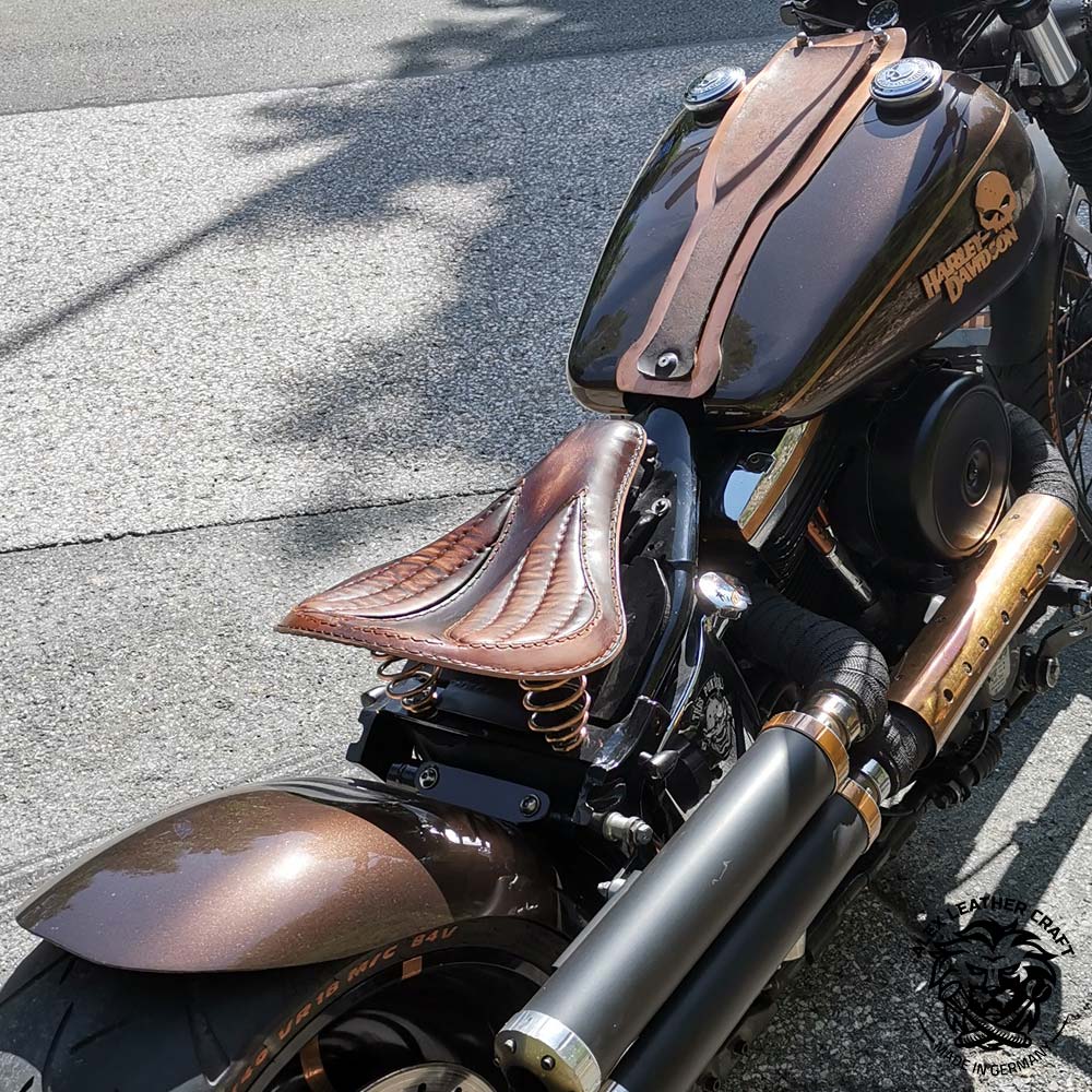 Chopper Bobber Harley Softail Antique Brown Distressed Leather Saddle Bag  Custom