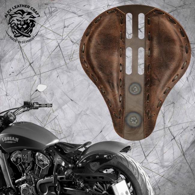 Bobber Solo Seat for Indian Scout since 2017 "4Fourth" Buffalo Mocca metal
