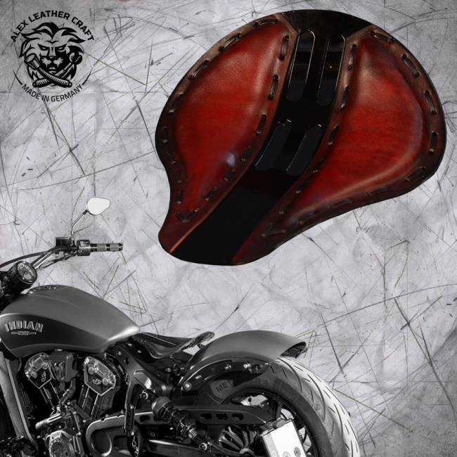 Bobber Solo Seat for Indian Scout since 2015 "4Fourth" Red metal