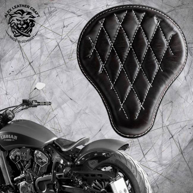 Bobber Solo Seat for Indian Scout since 2015 "Standard" Black and White V3