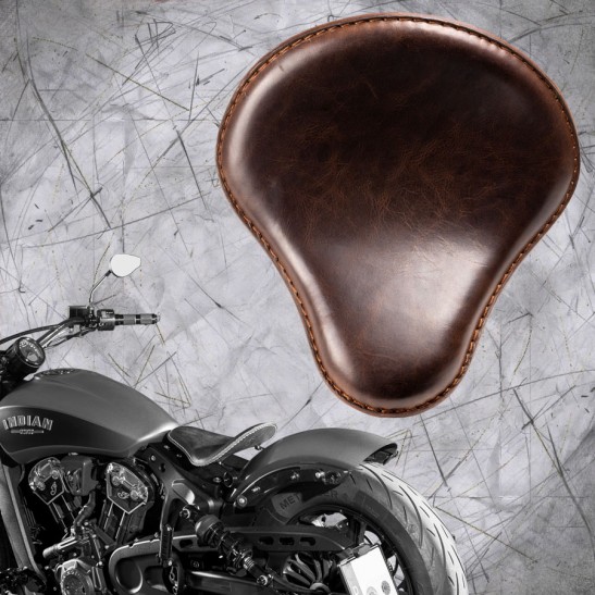 Bobber Solo Seat for Indian Scout since 2017 "Standard" Buffalo Dark Brown