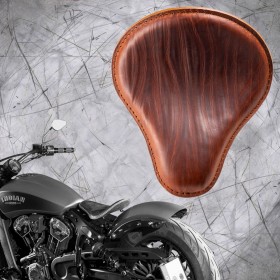 Bobber Solo Seat for Indian Scout since 2015 "Standard" Wrinkle Cognac