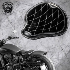 Bobber Solo Seat for Indian Scout since 2015 "Standard" Gloss and Velvet Black and White Diamond