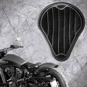 Bobber Solo Seat for Indian Scout since 2015 "Standard" Gloss and Velvet Black and White V2