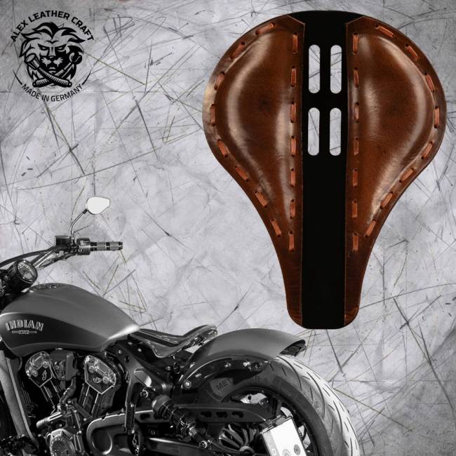 Bobber Solo Seat for Indian Scout since 2017 "4Fourth" Long Buffalo Brown metal
