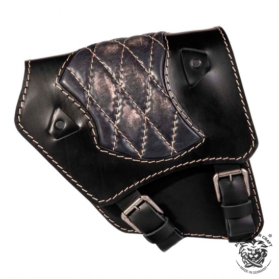 Motorcycle Saddlebag Indian Scout "Spider" Vintage Black and Beige Diamond