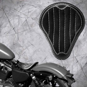 Solo Selle Harley Davidson Sportster 04-22 "Gloss et Velours" Noir et blanc V2