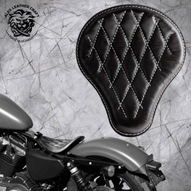 Solo Seat Harley Davidson Sportster 04-22 Black and White V3