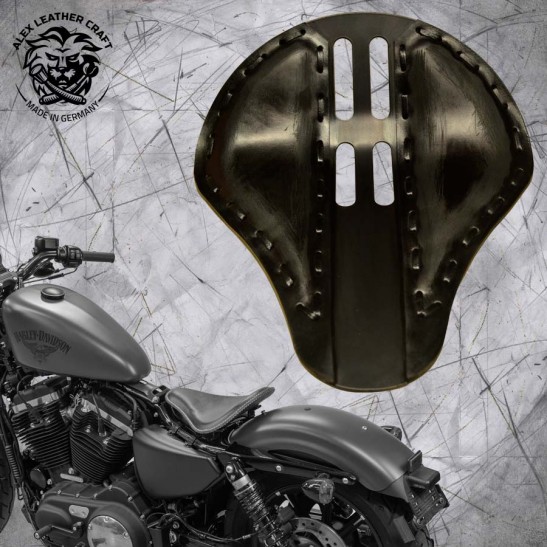 Solo Selle + Montage Kit Harley Davidson Sportster 04-20 "4Quatrième" Vintage Noir métal
