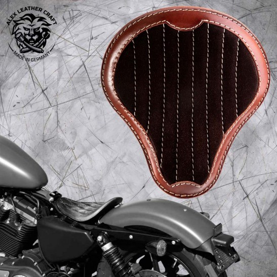 Solo Sitz Harley Davidson Sportster 04-22 "Glanz und Samt" Schwarz & Braun V2
