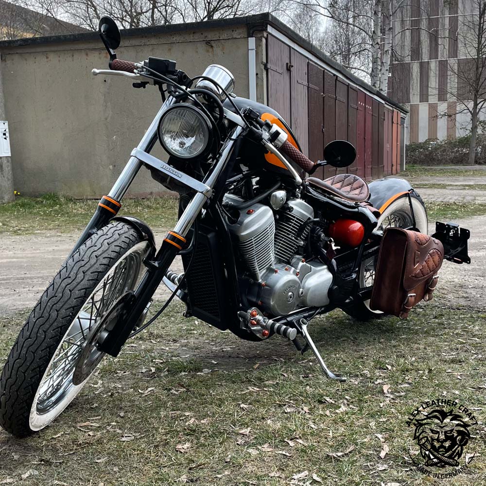 Motorcycle Saddlebag Honda Shadow VT600 Spider Vintage Brown V2