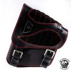 Sacoche de moto pour Harley Davidson Softail "Araignée" Gloss et Velours Noir et rouge V2