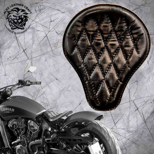 Bobber Solo Seat for Indian Scout since 2017 "Standard" Vintage Black Diamond